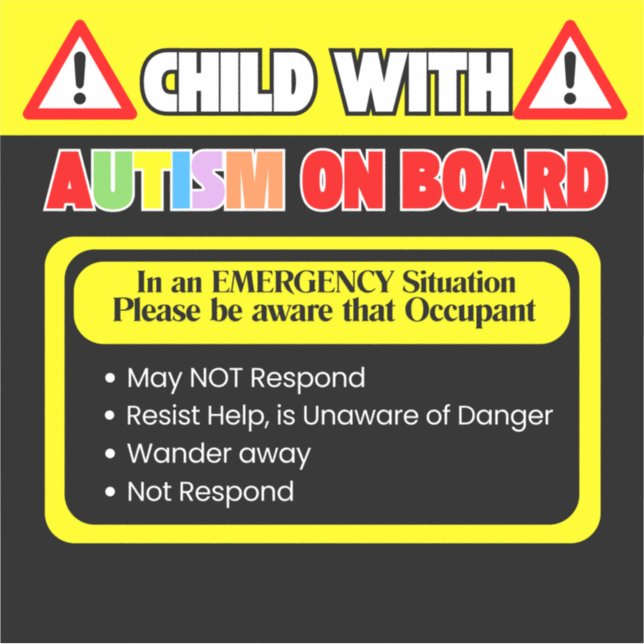 Occupant with Autism on Board Sticker Car Decal (Front)