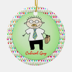 Occupation Cubical Office Guy Funny  Personalised Ceramic Tree Decoration