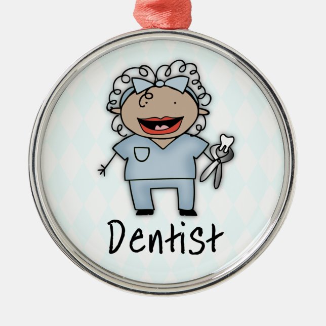 Occupation Dentist Professional Female Metal Tree Decoration (Front)