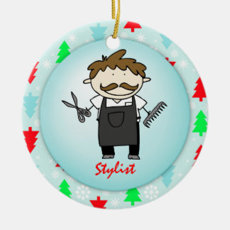 Occupation Male Hair Stylist Christmas Custom Ceramic Tree Decoration