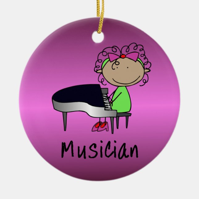 Occupation Musician Professional Female Custom Ceramic Tree Decoration (Front)