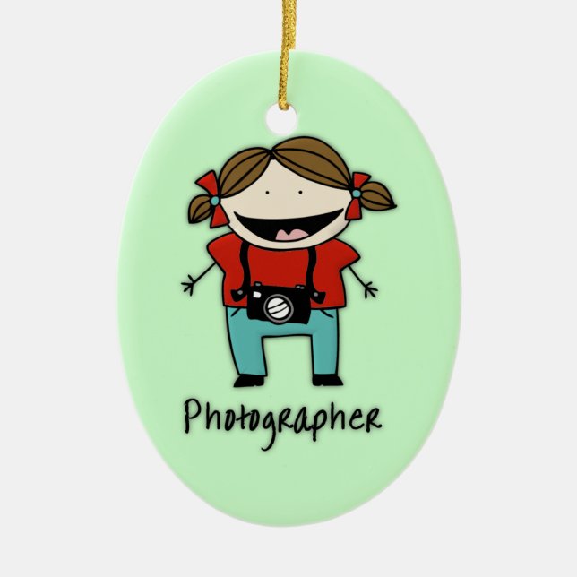Occupation Photographer Female Personalised Custom Ceramic Tree Decoration (Front)