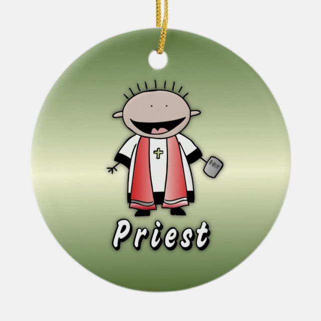 Occupation Priest Religious Clergy  Personalised Ceramic Tree Decoration (Front)