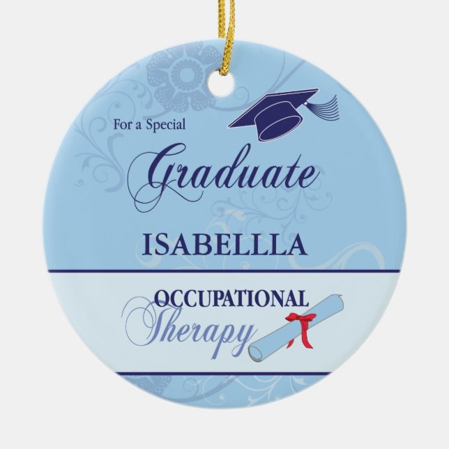 Occupational Therapist Graduation Swirl Round Gift Ceramic Tree Decoration (Front)