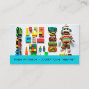 Occupational Therapist Kids Toys Photograph Blue Business Card