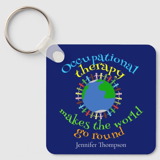 Occupational Therapist Quote Personalised Blue Key Ring (Front)
