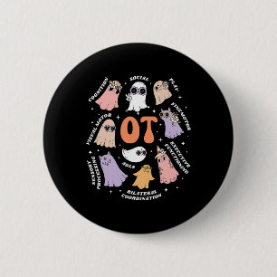 Occupational Therapist Scope Ot Halloween Retro Fl 6 Cm Round Badge