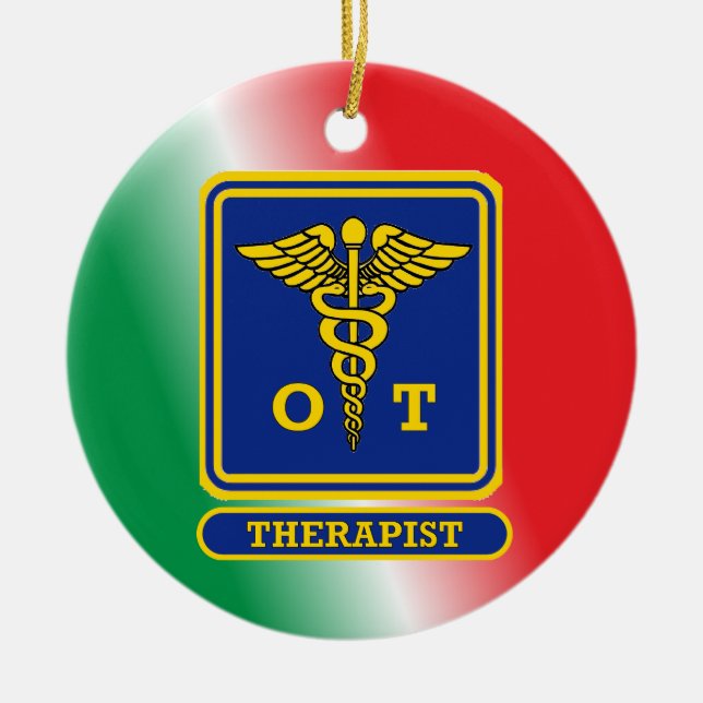 Occupational Therapist Shield Custom Ceramic Tree Decoration (Front)