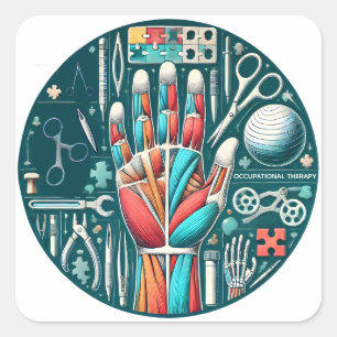 Occupational Therapy Anatomy & Tools Artistic Square Sticker