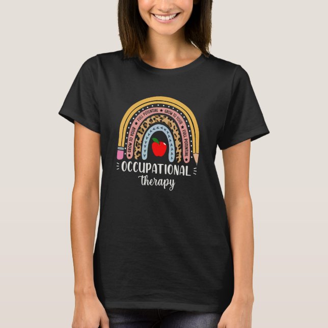 Occupational Therapy Assistant Rainbow Leopard Ped T-Shirt (Front)