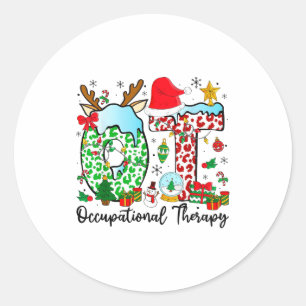 Occupational Therapy Christmas Lights Santa Hat Ot Classic Round Sticker