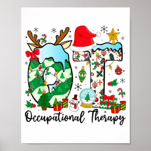 Occupational Therapy Christmas Lights Santa Hat Ot Poster