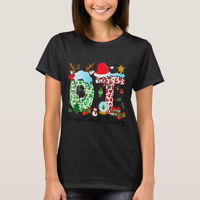 Occupational Therapy Christmas Lights Santa Hat Ot T-Shirt (Front)