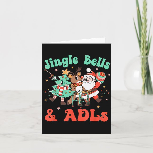 Occupational Therapy Christmas Reindeer Santa Adls Card (Front)