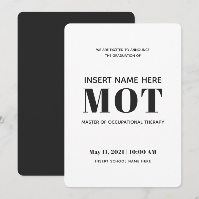 Occupational Therapy MOT Graduation Announcement (Front/Back)