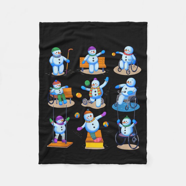 Occupational Therapy Ot Christmas Funny Snowman Xm Fleece Blanket (Front)