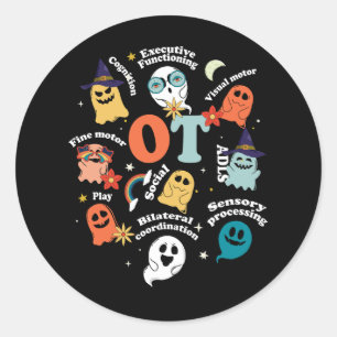 Occupational Therapy OT OTA Cute Ghost Hippie Hall Classic Round Sticker
