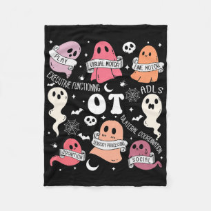 Occupational Therapy Ot Ota Halloween Spooky Cute Fleece Blanket