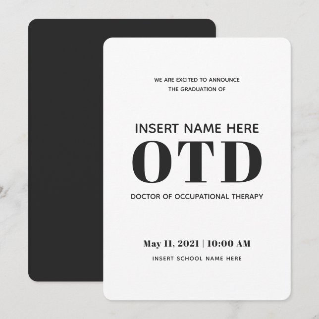 Occupational Therapy OTD Graduation Announcement (Front/Back)
