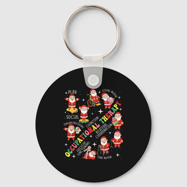Occupational Therapy Retro Groovy Ot Santa Therast Key Ring (Front)
