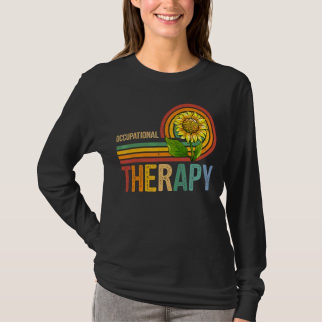 Occupational Therapy Retro Nurse Sunflower T-Shirt (Front)