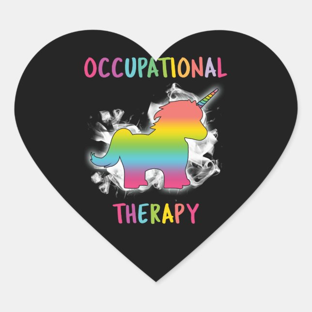 Occupational Therapy Unicorn OT Therapist Heart Sticker (Front)