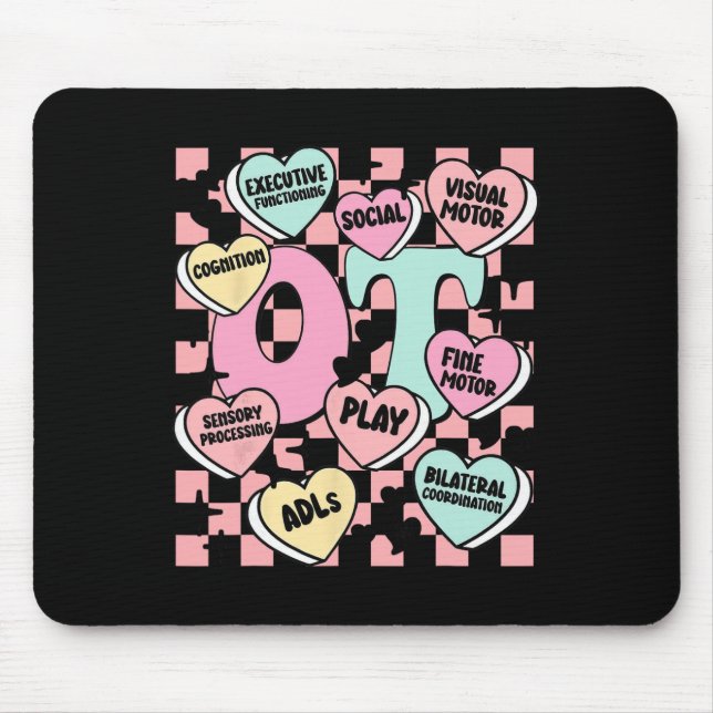 Occupational Therapy Valentine Candy Sweet Heart F Mouse Mat (Front)