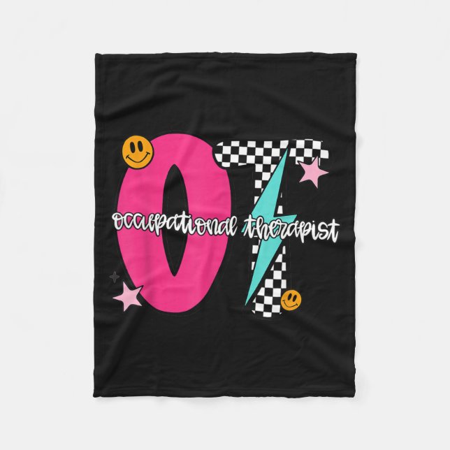 Occupational Therast Retro Checkered Ot Graduation Fleece Blanket (Front)