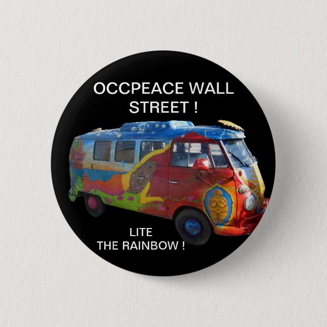 OCCUPEACE WALL STREET! LITE THE RAINBOW 6 CM ROUND BADGE (Front)