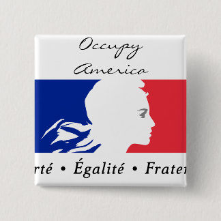 occupy america 15 cm square badge