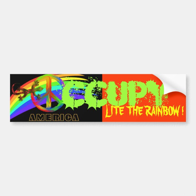 OCCUPY AMERICA LITE THE RAINBOW ! BUMPER STICKER (Front)