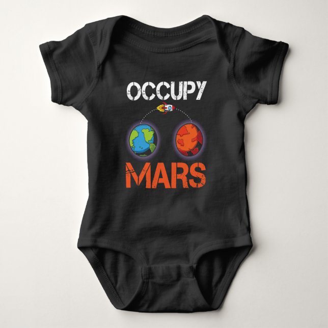 Occupy Mars Austronaut Space Ship Science Baby Bodysuit (Front)