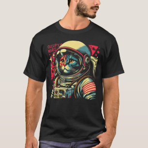 Occupy Mars - Funny Cat Astronaut Retro T-Shirt