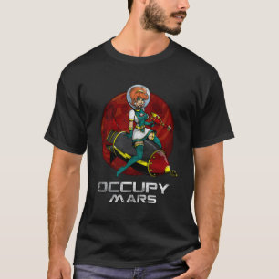 Occupy Mars Space Riding Rocket Rad T-Shirt