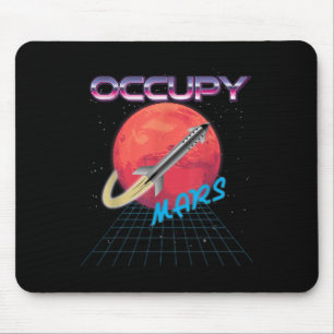 Occupy Mars Space Rocket Synthwave Outrun Retro Mouse Mat