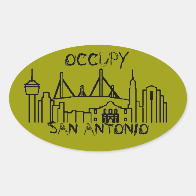 Occupy San Antonio Oval Sticker (Front)