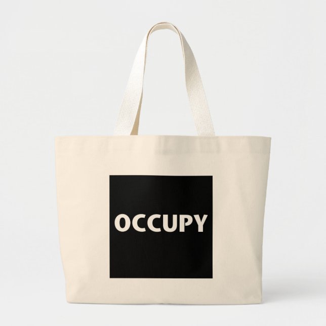 Occupy (White on Black) Large Tote Bag (Front)
