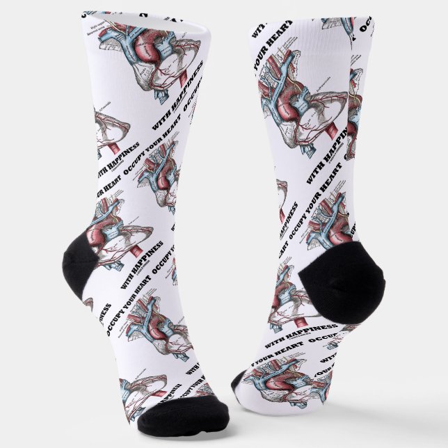 Occupy Your Heart With Happiness Anatomical Humour Socks (Angled)