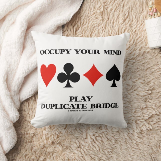 Occupy Your Mind Play Duplicate Bridge Card Suits Cushion (Blanket)