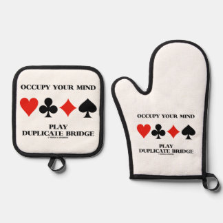 Occupy Your Mind Play Duplicate Bridge Card Suits Oven Mitt & Pot Holder Set