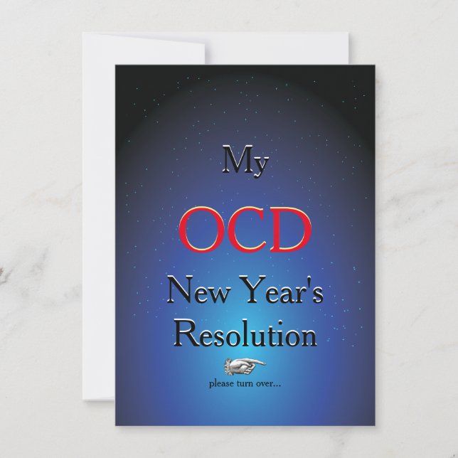 OCD New Years Resolution Gag Joke Holiday Card (Front)