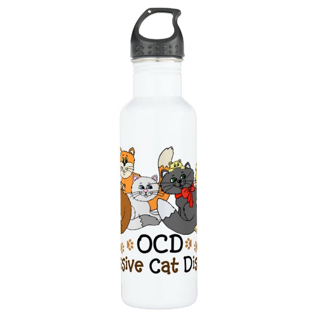 OCD Obsessive Cat Disorder 710 Ml Water Bottle (Front)