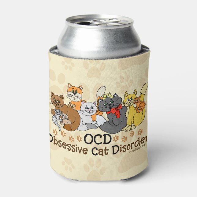 OCD Obsessive Cat Disorder Can Cooler (Can Front)