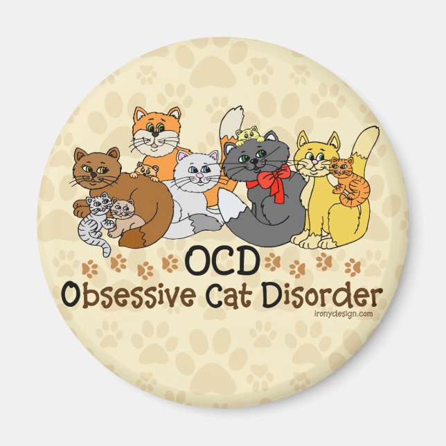 OCD Obsessive Cat Disorder Magnet (Front)
