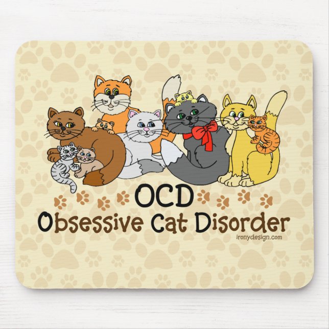 OCD Obsessive Cat Disorder Mouse Mat (Front)