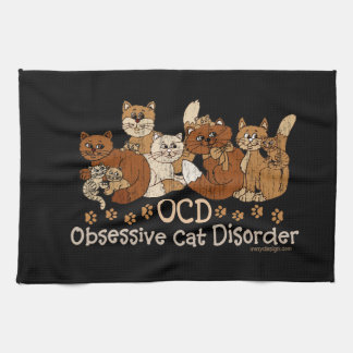 OCD Obsessive Cat Disorder Tea Towel