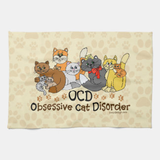 OCD Obsessive Cat Disorder Tea Towel