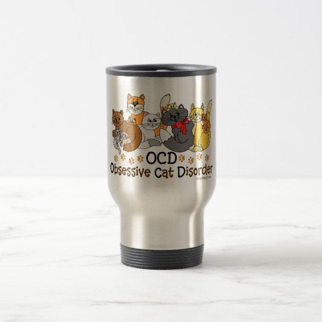 OCD Obsessive Cat Disorder Travel Mug (Center)