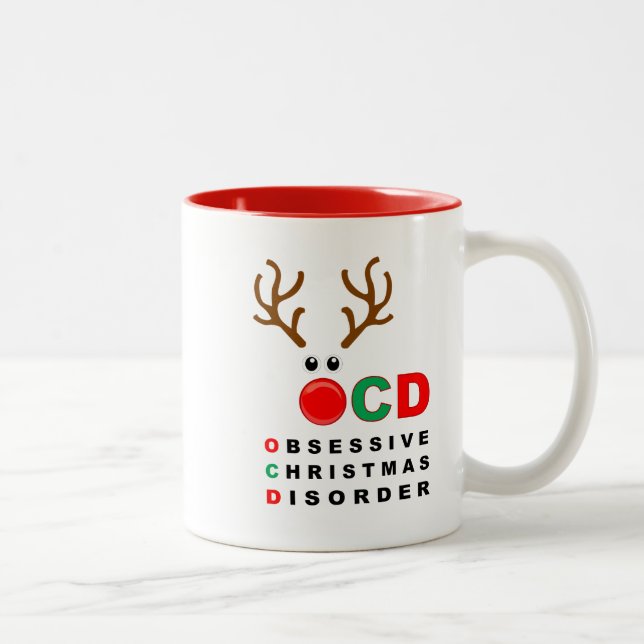 OCD Obsessive Christmas Disorder funny Holiday mug (Right)