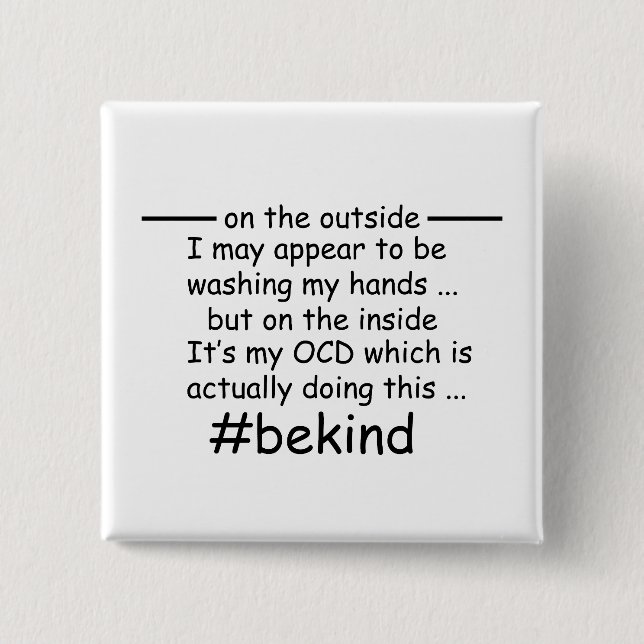 OCD - Obsessive Compulsive Disorder Awareness 15 Cm Square Badge (Front)